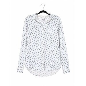 Paperdenim & cloth Mens Lge White Blue Pineapple Print Stretch Button Down Shirt
